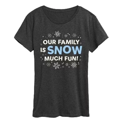 Женская футболка Family Snow Much Fun с коротким рукавом и графическим рисунком heather charcoal