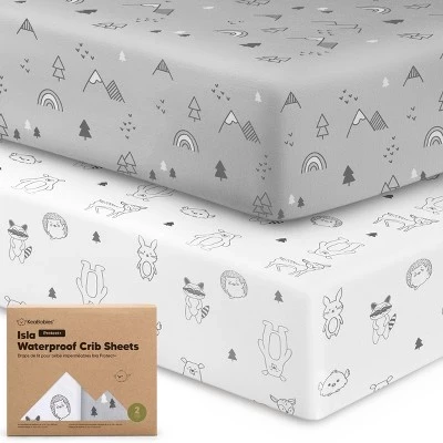 Простыни KeaBabies Isla, 2 шт., непромокаемые, лесные