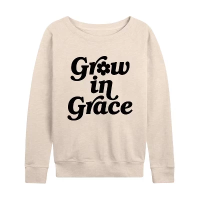 Женская рубашка Grow In Grace из легкого французского махрового материала с широким вырезом и длинными рукавами с графическим рисунком.