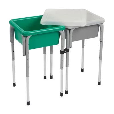 Игровой стол ECR4Kids 2‑местный с регулировкой высоты, серый