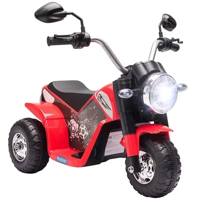 Детский мотоцикл Dirt Bike 6V, электрический игрушечный внедорожный уличный велосипед с батарейным питанием, перезаряжаемый с сигнальными фарами, Реалистичные звуки, скорость 1,24 мили в час для девочек и мальчиков от 18 до 36 месяцев, Красный, красный
