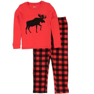 Детская пижама Leveret, хлопковый топ и флисовые штаны moose