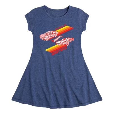 Детское расклешенное платье Hot Wheels, синее