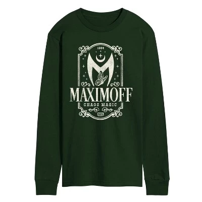 Мужская застиранная футболка Maximoff Chaos Magic с длинным рукавом и рисунком в тон, зеленая