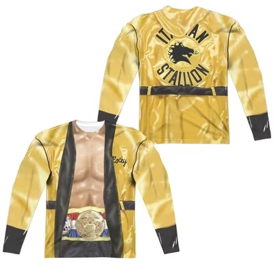 Мужская футболка Rocky Yellow Robe (принт спереди и сзади) с длинным рукавом белого цвета