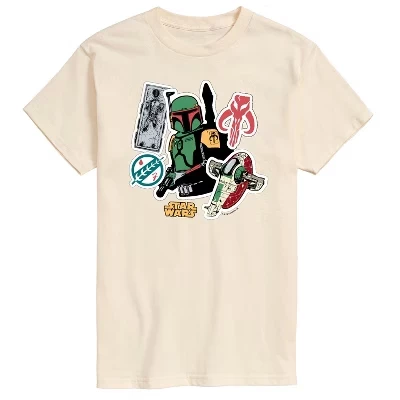 Мужская кремовая футболка с коротким рукавом и графическими наклейками Boba Stickers
