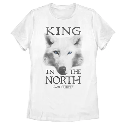 Женская футболка King in the North с лютоволком, белая