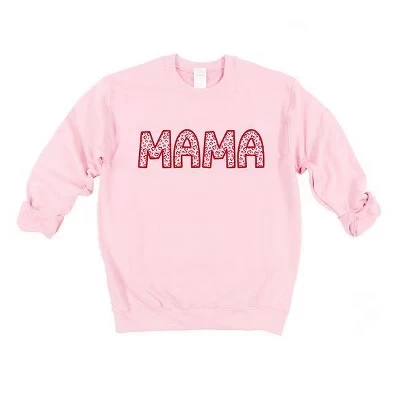 Женская толстовка с рисунком Mama Leopard Hearts светло-розового цвета
