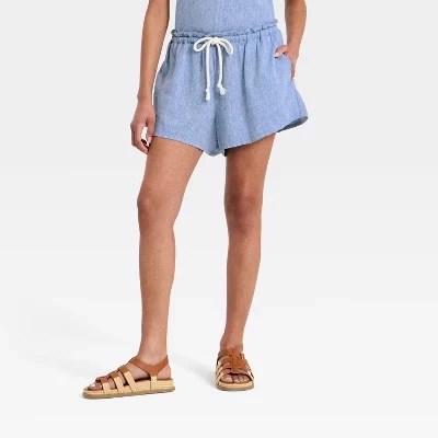 Женские льняные шорты с высокой посадкой - ™ chambray