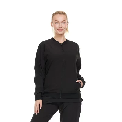 Женская спортивная куртка HEAL+WEAR - Легкий бомбер без застежки, Мягкие трикотажные манжеты, Защита от морщин, Множество карманов, черный
