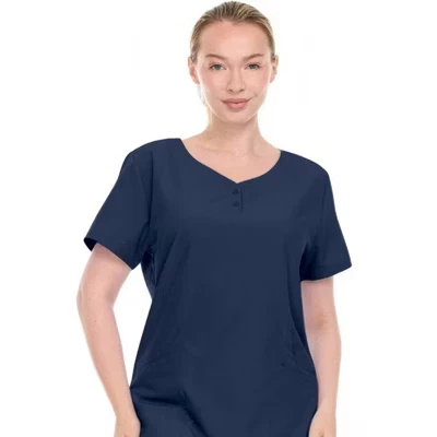 Женский топ-скраб HEAL+WEAR с V–образным вырезом и 4-полосной эластичностью-Мягкая эластичная рубашка для медсестер классического покроя с 2 карманами