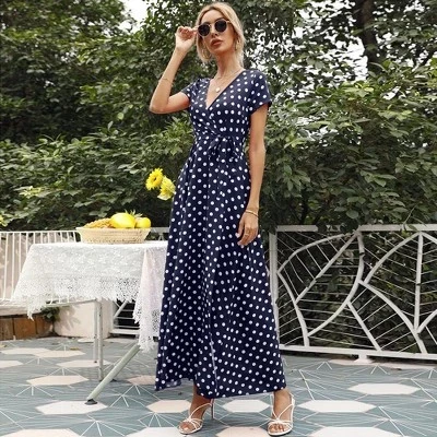 Женское платье Yesfashion макси с запахом, синее