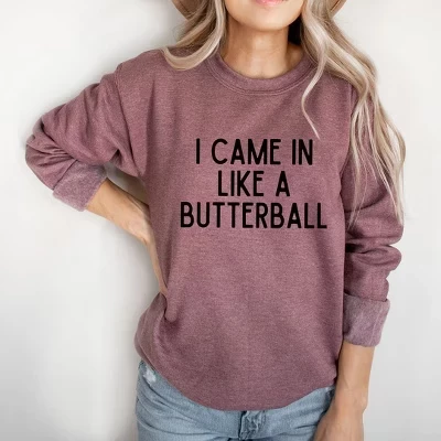 Женская толстовка с рисунком I Came In Like A Butterball вересково-бордовый