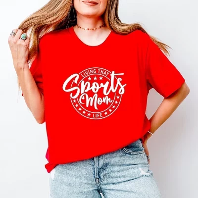 Футболка с коротким рукавом Living That Sports Mom Life Stars красная