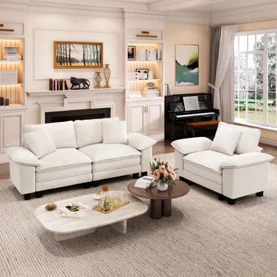 Модульный диван Cloud Modular из 3шт Loveseat, удобный секционный диван с глубоким сиденьем для гостиной, обивка из вельветовой и синелевой ткани