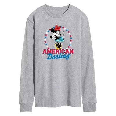 Мужская футболка с длинным рукавом American Darling Minnie с графическим рисунком athletic heather