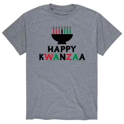 Мужская футболка с коротким рукавом Happy Kwanzaa с графическим рисунком athletic heather