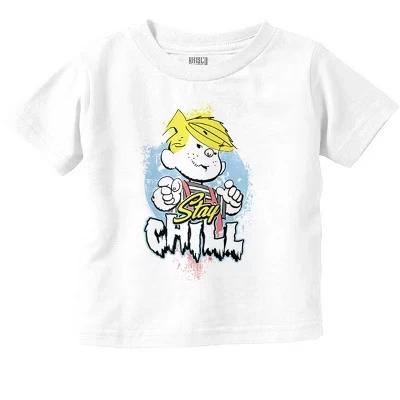Крутая футболка с рисунком для малышей Dennis The Menace Stay Chill лицензионного белого цвета