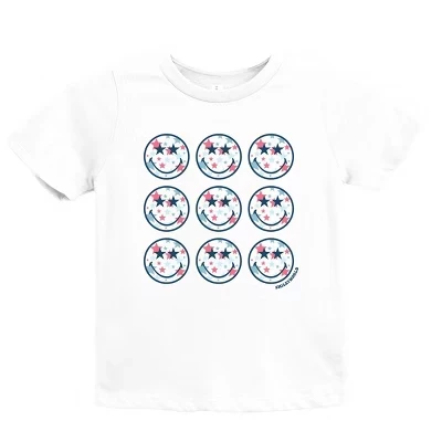 Молодежная футболка с коротким рукавом SmileyWorld Patriotic Stars Stacked, белая