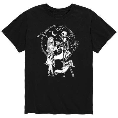 Мужская футболка Jack Skellington Sally and Zero с коротким рукавом и графическим рисунком, черная