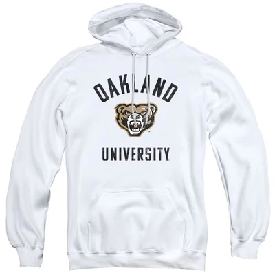 Официальная толстовка с капюшоном для взрослых с золотым логотипом Grizzlies от Oakland University, белая