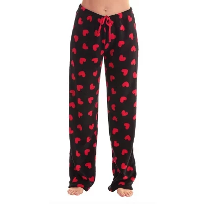 Флисовые пижамные брюки для женщин Sleepwear PJs черные