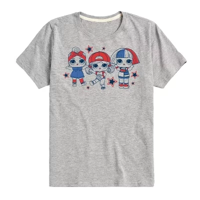 Для мальчиков - Сюрприз от LOL! - Футболка с коротким рукавом и рисунком LOL Red Blue Stars athletic heather