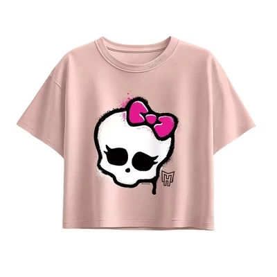 Футболка для девочек Monster High Skull Graffiti Logo, розовая