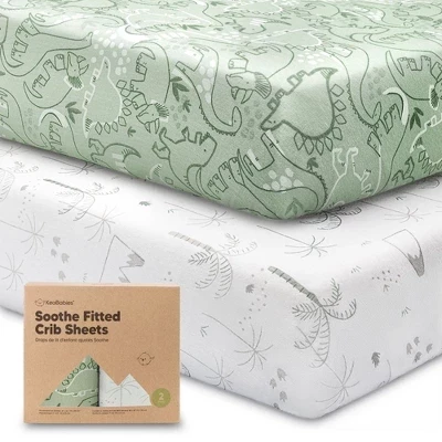 простыни для детской кроватки 2pk Soothe, нейтральные, органические, подходят для стандартного детского матраса dinodood размером 52x28 см