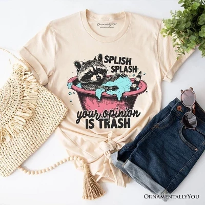 Splish Splash Your Opinion - футболка с мусорным енотом, футболка с юмористическим винтажным мемом | natural