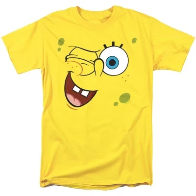 Футболка для взрослых с подмигивающим личиком Губки Боба, желтая, yellow