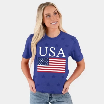 Однотонная футболка с флагом США - женская футболка с коротким рукавом Star Tee royal