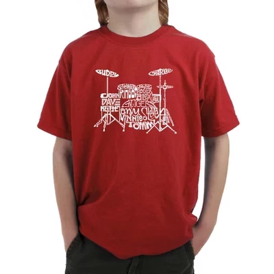 Футболка с надписью Boy's Word Art для мальчиков - Drums red