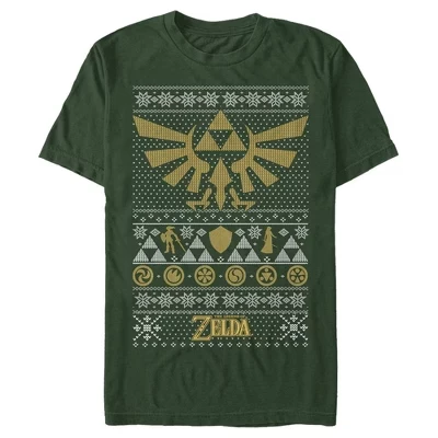 Мужская футболка Nintendo Zelda Triforce, зеленая