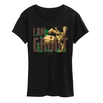Женская футболка с коротким рукавом и рисунком Guardians of the Galaxy I Am Groot, черная