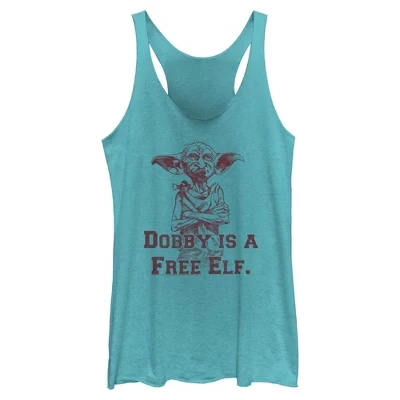Женская майка Dobby is a Free Elf Racerback синего цвета