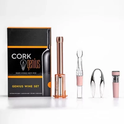 Набор для вина Cork Genius 4 предмета, розовое золото