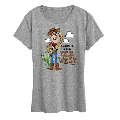 Женская футболка с коротким рукавом Kicking It In The Ole West с графическим рисунком heather grey