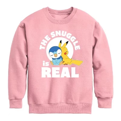 Флисовая толстовка с длинными рукавами для мальчиков - Покемоны - The Snuggle Is Real с изображением Пикачу и Пиплапа, сиреневый