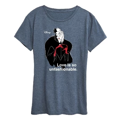 Женская футболка Cruella De Vil Love с модным рисунком и коротким рукавом heather blue