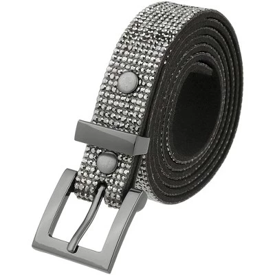 Женщины Горный хрусталь Bling Кристалл Блестящий бриллиант Блестящие мягкие поясные ремни 1шт черный