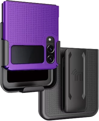Комбинированный тонкий чехол-кобура с зажимом для ремня для Samsung Galaxy Z Flip 4 (SM-F721, 2022) фиолетовый