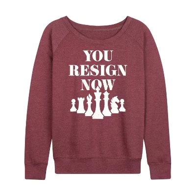 Женская рубашка - - Your Resign Now Легкая французская махровая рубашка с широким вырезом и длинным рукавом с графическим рисунком heather maroon