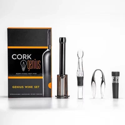 Набор для вина 4 предмета Cork Genius, черный