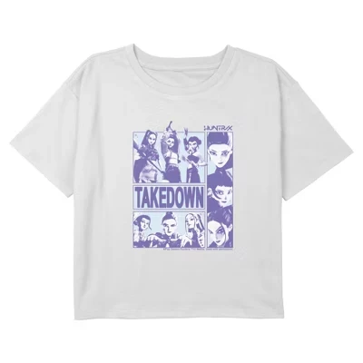 Укороченная футболка с логотипом Girls Takedown Idols Huntrix белого цвета