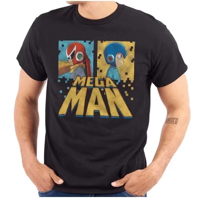 Футболка с графическим изображением Mega Man Proto Man Pixel Robots для мужчин или женщин, лицензионная черная