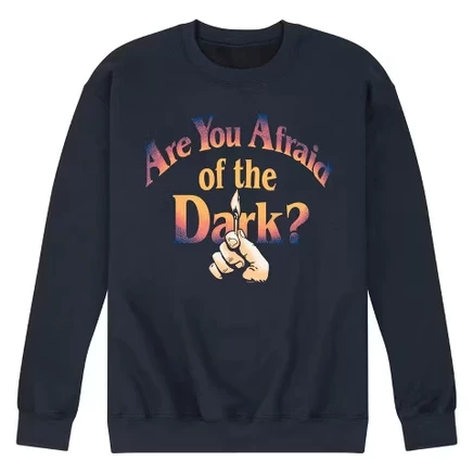 Men's - Are You Afraid Of The Dark? - Hand Holding Match Logo Graphic Fleece Sweatshirt navy