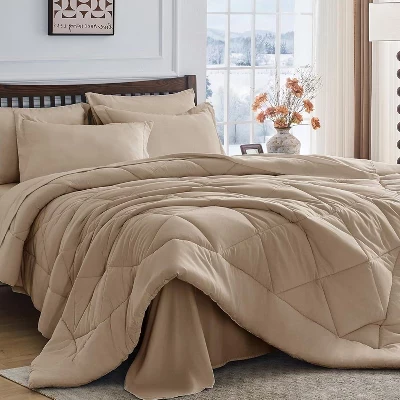 BALHAM TRADE-Комплект постельного белья Queen-Size из 7 предметов, Всесезонная кровать в чехле Queen-Size, Ультрамягкий комплект постельного белья цвета хаки