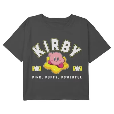 Женская розовая пышная футболка Powerful Kirby цвета древесного угля