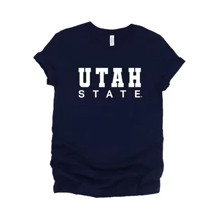 Utah State Bold - женская футболка с коротким рукавом и рисунком темно-синего цвета